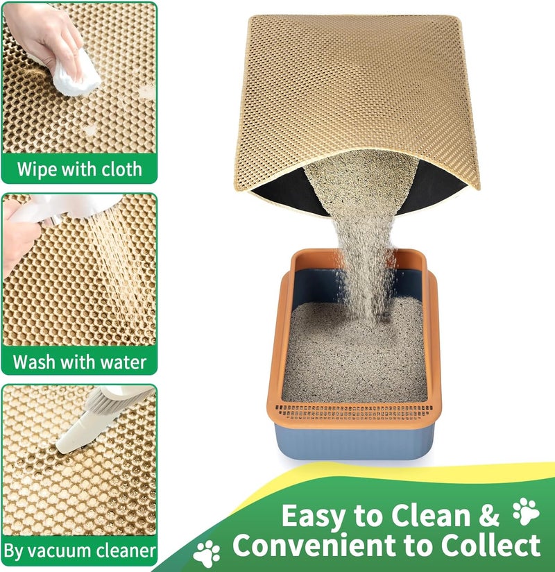 GRELY 35''X 25'' Large Litter Mat, 2 Layer Cat Litter Mat Litter Trapping Mat,Litter Box Mats for Floor, Cats Litterbox Catcher Rug for Kitty Pet, Waterproof Urine Proof,Non-Slip - Image 5